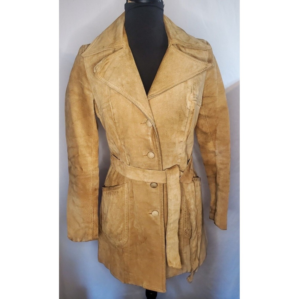 Vtg Rare JIMMY DEAN "Pigskin"| Tan Suede Leather Jacket Button Waist Belt | 8